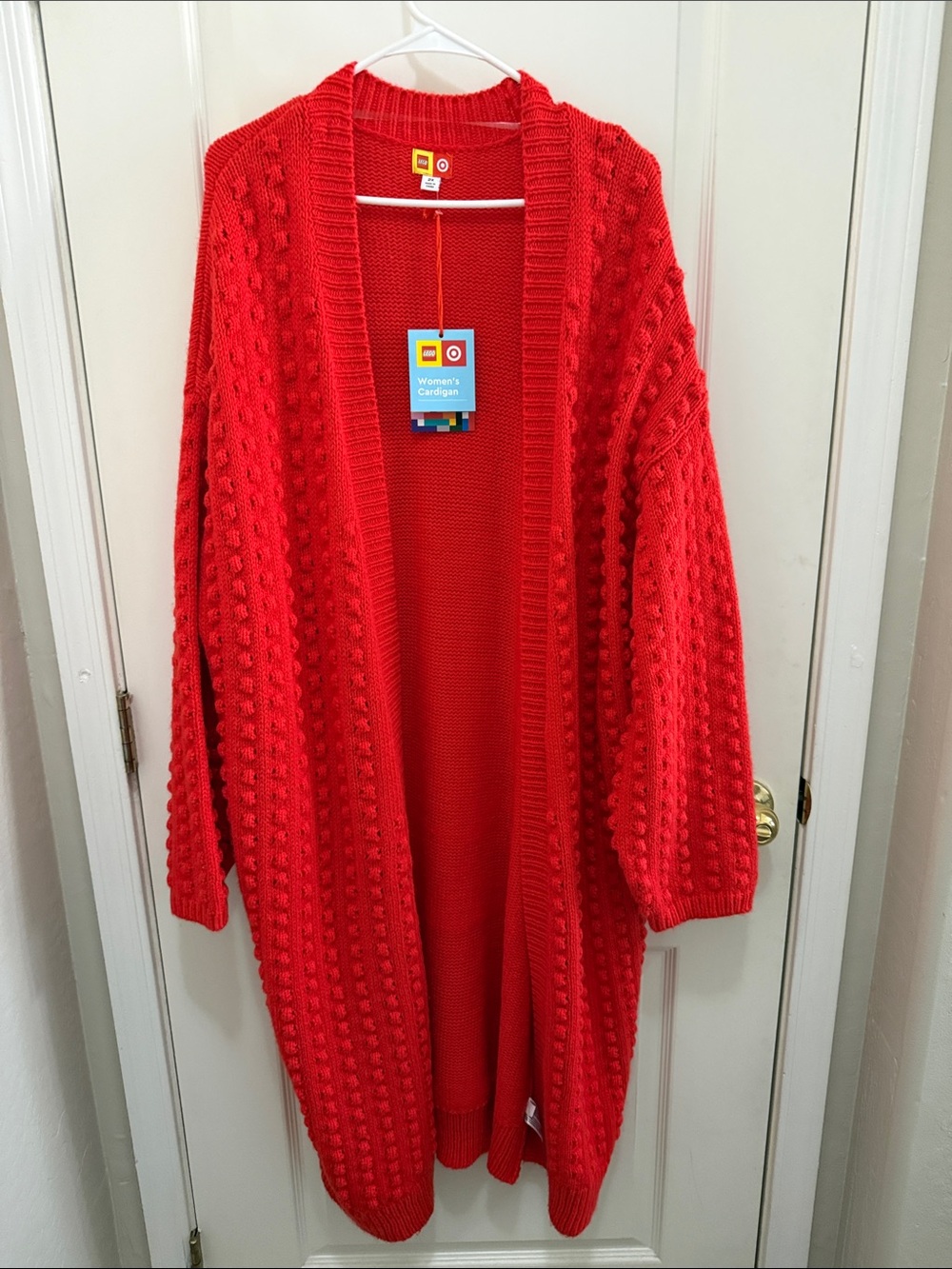 NWT Women’s 2x Target Lego Red Open-Front Cable Knit Cardigan Plus Size